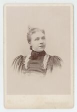 Antique c1880s Cabinet Card Beautiful Woman in Lace Victorian Dress Boone, IA picture