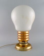 Large table lamp in brass and opal glass shaped like a light bulb. 1960s. picture