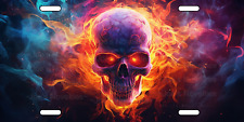 Skull  Flames Personalized License Plate Add Text picture