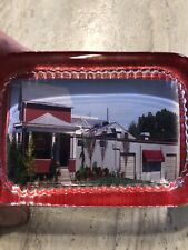 Vintage Little Red House Mosser Glass MFG Paperweight Felt Backing About 4.5x3 picture