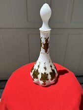 Antique 1800’s Barber Bottle Milk Glass With Gold Gilding picture
