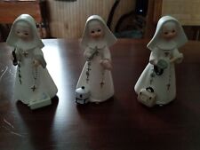 Vintage Napco Set Of Three Porcelain Nun Figurines picture