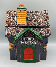 Vintage Mid Century Cookie House Cabin Jar brown red yellow green Collectible picture