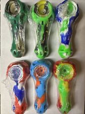 3ct Brand New 4”  Silicone Tobacco Smoking Pipes - 3 Diff Designs - Wholesale picture