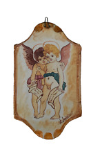 VINTAGE ITALIAN BOY ANGEL CERAMIC WALL PLAQUE Hand Painted Florence picture