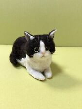 Needle Felted  Cat, OOAK, Cat figurine Gift Mini  Black-and-White Cat picture