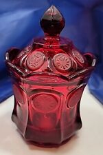 Vintage Fostoria Coin Glass Lidded Candy Dish Jar Red Crystal 1886 picture