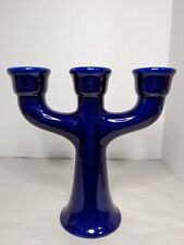 Swedish Design Triple Candlestick Blue Ceramic  picture