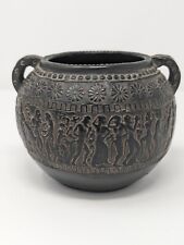 Vintage Carved Stoneware Bowl 5” Black Made In Greece Gods Mythology Souvenir picture