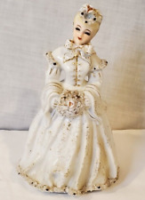 VINTAGE Lefton China Victorian Lady w Muff White/Gold Dress 7.5” K8274-W picture