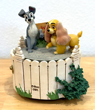 VINTAGE DISNEY LADY & THE TRAMP WET CEMENT MUSIC BOX PLAYS BELLA NOTTE SPINS picture