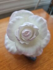BOEHM Porcelain Peace Rose White Petals Pink Edges Bronze Leaves USA 4-5