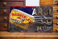 Vintage Arbuckles Coffee Tin metal Advertising Sign Original Antique old AS IS picture
