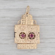Judaica Vintage Torah Scroll Pendant Charm 14k Gold Ruby Opens picture