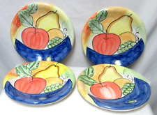 BELLA Ceramica Alfresco Hand Painted Pear Grapes Dinner Plates 10.8