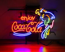 Enjoy Coke Parrot Glass Neon Sign Light Store Wall Hanging Nightlight 19