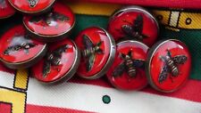 Set of  6 Gucci  BUTTONS   red  bees 14 mm 0,5 inch picture