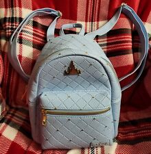 Disney Loungefly Cinderella Princess Castle Blue Gold Quilted Mini Backpack READ picture