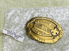 Boy Scout Brass Finished Buckle 1993 Jamboree A Bridge to the Future Never Used picture