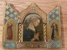 VTG F. LIPPI MADONNA  ITALIAN FLORENCE GILT TOLE TRIPTYCH FOLDING HANGING ICON picture