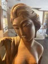 Vintage Exotic Bali Statue of Woman 24 Inch Naked Female Wooden Figurine - Rare picture