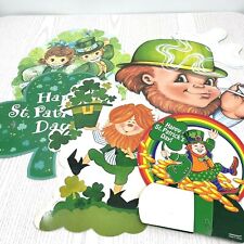 St Patrick's Day 5 Cardboard Cut-Outs Clover Leprechaun Dancers 1 w/ Honeycomb picture