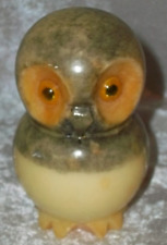 Vintage Hand Carved Volterra Alabaster Yellow Owl Paperweight Figurine Italy picture