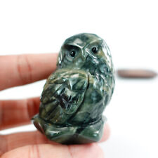 2.4'' Realistic Owl Carved Nine Dragon Jade Reiki Healing Decor Gift Collection picture