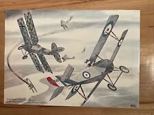 French Nieuport 17 German Halberstadt 1917 Alfred Owles print 1973 7.5x11 Vtg picture