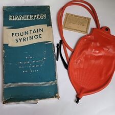 Vintage Hamilton Fountain Syringe 1960s Red 2 Quart Attachments Box Paper Insert picture