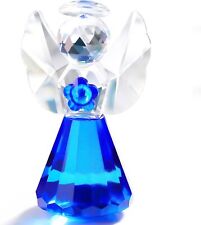 YWHL Blue Crystal Angel Figurine Decor, Glass Guardian Angel Statue Figurines Co picture