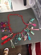 Vintage Bell Clip Charm Necklace 15 Charms picture