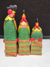 SET OF 3- FARMYARD FUN  ARTFORUM RESIN ROOSTERS PAVILION GIFTS picture