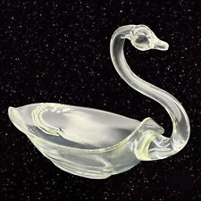 Vintage Art Glass Clear Swan Centerpiece Candy Trinket Dish 8”T 12”W picture