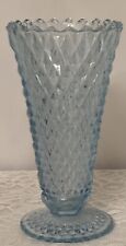 Indiana Glass Diamond Point Style Regal Blue Glass Vintage Flower Vase picture