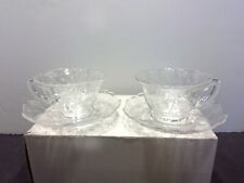 Pair of Cambridge Glass Rose Point Cup and Saucer Sets picture