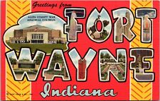 Large Letter Greetings from Fort Wayne Indiana- 1954 Linen Postcard - Curt Teich picture
