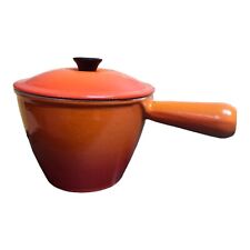 Vintage LE CREUSET Fondue Cooking Pot: Flame Orange Enameled Cast Iron - France picture