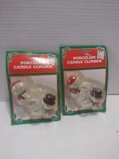 Lot Of 2 Vintage Snowman Candle Hugger Climber Porcelain Taiwan NOS picture