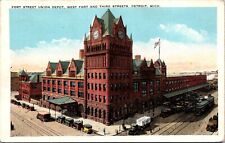 Fort Street Union Depot Detroit Michigan Postcard picture
