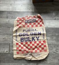Vintage Purina Chows Feed Sack Bag Golden Bulky Micro Mixed 50 lb LOT OF 4 picture