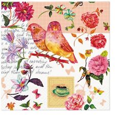 Two Individual Luncheon Decoupage Paper Napkins Birds Animals Coffee Flowers picture