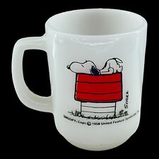 Fire-King Snoopy Dog Peanuts Coffee Mug I Think I'm Allergic To Mornings Vintage picture