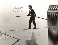 PHILIPPE PETIT SIGNED 8x10 PHOTO CROSSED ON WIRE WORLD TRADE CENTER BECKETT BAS picture