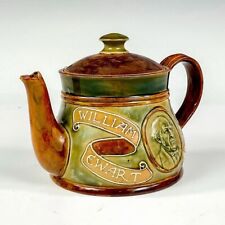 1898 Antique RARE Doulton Lambeth Stoneware William Gladstone PM British Teapot picture