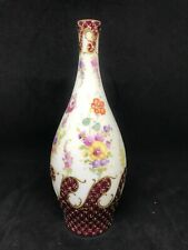 Dresden Porcelain Vase-White & Maroon Background-Elaborate Colorful Floral Scene picture
