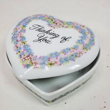 Vintage 1980 Enesco Thinking Of You Heart Trinket Box 3.5x1.5 Inch picture