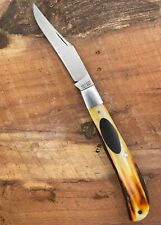 J.H. Lloyd Custom Single Blade Trapper Slipjoint Knife Amber Stag picture