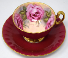 Vintage Aynsley Cabbage Rose Signed JA Bailey Teacup Saucer England picture