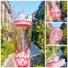 Starbucks China Cherry Blossom Tumbler Pink Sakura 20oz Glass Straw Cup 2022 picture